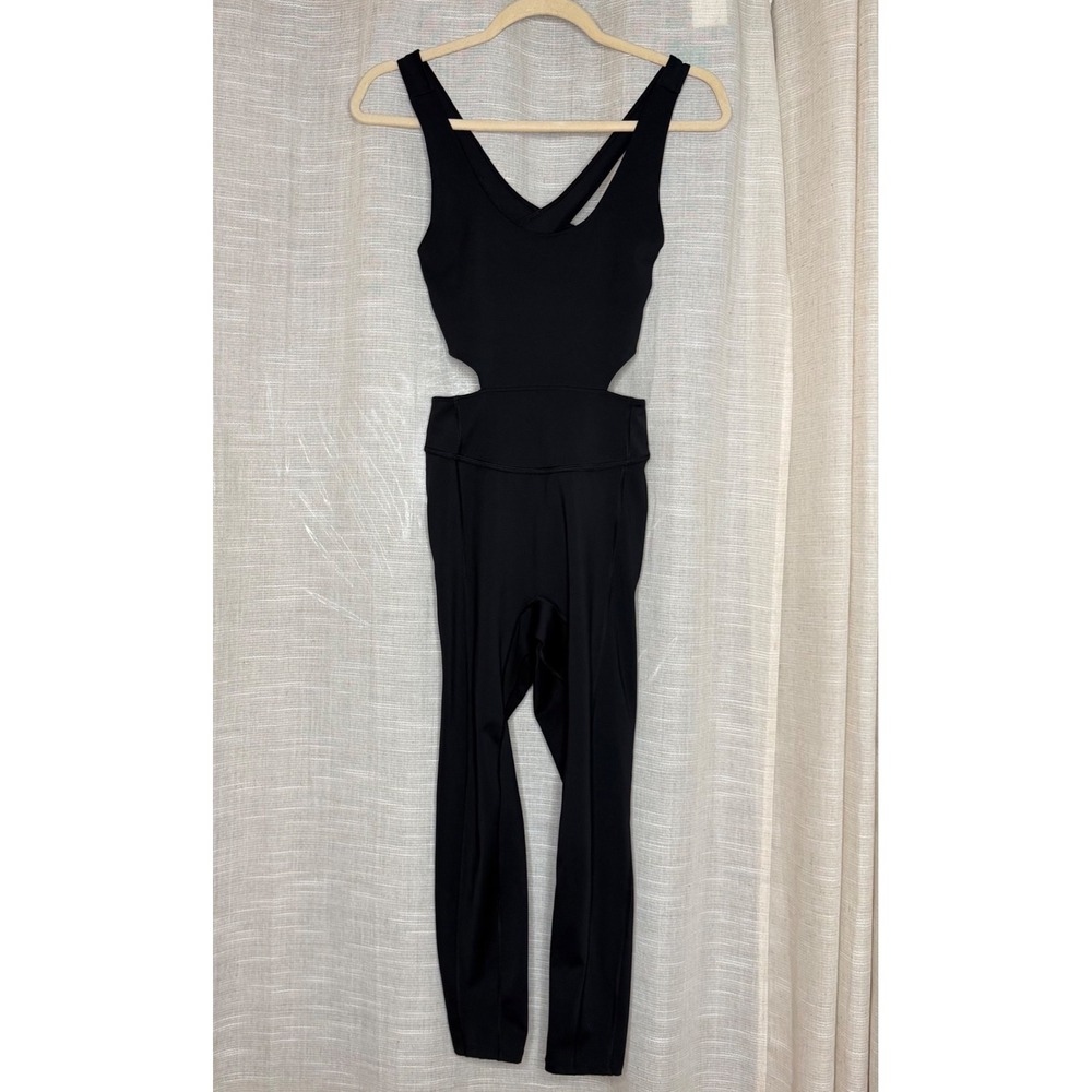 Free People FP Movement Back it Up Onesie Jumpsuit Yoga Women's Small Black